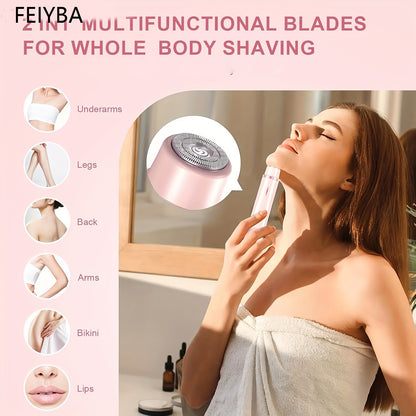 Damski 2w1 Elektryczny Depilator – Bezprzewodowy Trymer do Bikini, Pach i Nóg z Możliwością Użycia na Sucho i Mokro